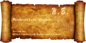 Modrovich Bodor névjegykártya